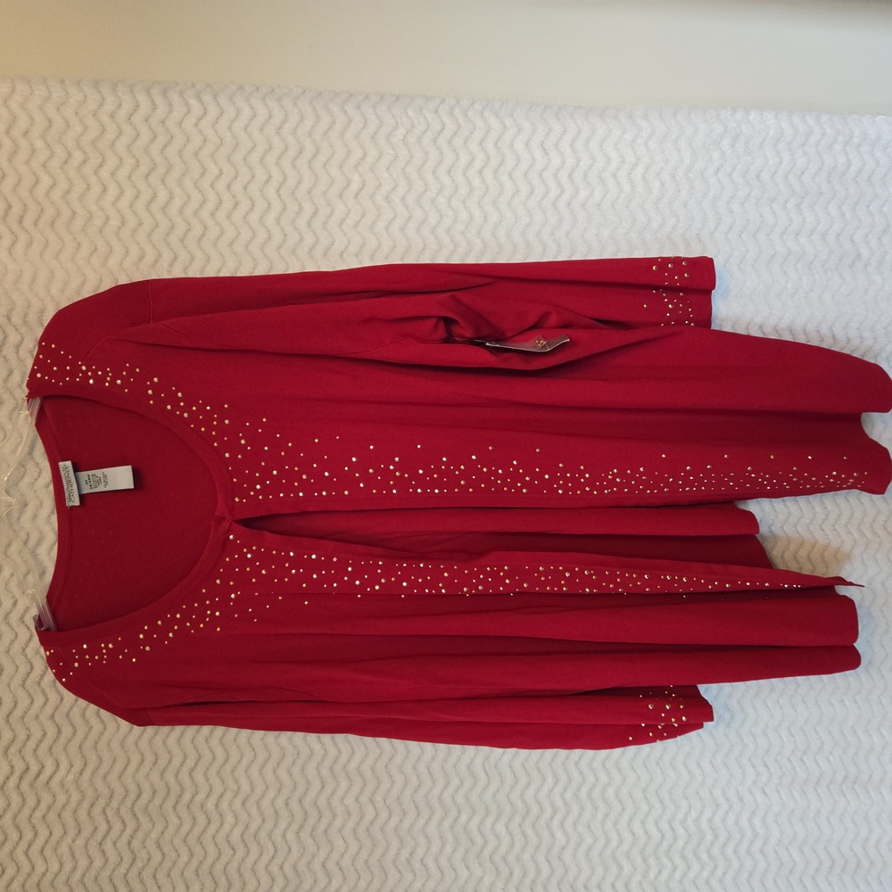 Catherines Plus Size Red Embellished Cardigan